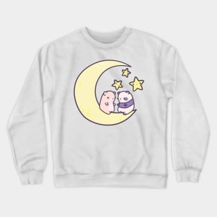 Panda and bear on the moon Crewneck Sweatshirt